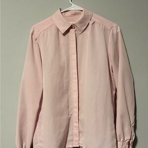 Women's Pink Button-Down Shirt - Classic Collared Blouse